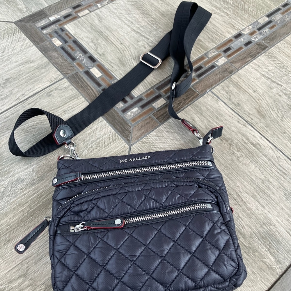 MZ Wallace Quilted Black Messenger Bag